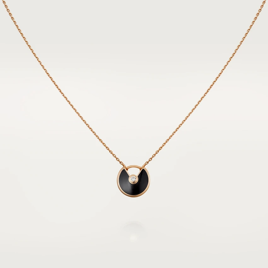 [Love Lucky]AMULETT ROSÉGOLD ONYX HALSKETTE