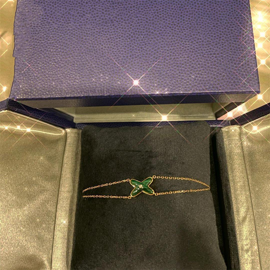 [Love Lucky]JEUX ARMBAND MALACHIT ROTGOLD 1 DIAMANT