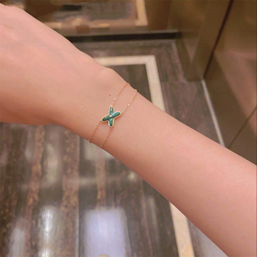 [Love Lucky]JEUX ARMBAND MALACHIT ROTGOLD 1 DIAMANT