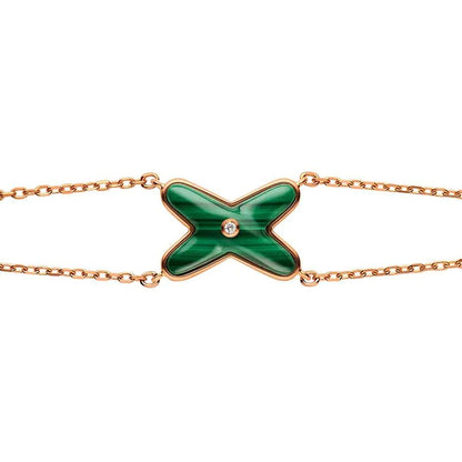 [Love Lucky]JEUX ARMBAND MALACHIT ROTGOLD 1 DIAMANT