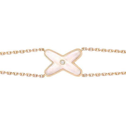 [Love Lucky]JEUX ARMBAND WEISSES MOP ROSA GOLD 1 DIAMANT