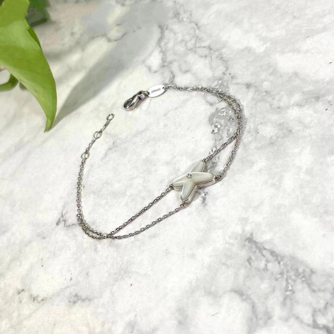 [Love Lucky]JEUX ARMBAND WEISS MOP SILBER 1 DIAMANT
