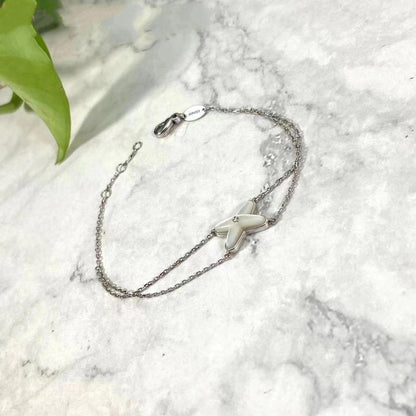 [Love Lucky]JEUX ARMBAND WEISS MOP SILBER 1 DIAMANT