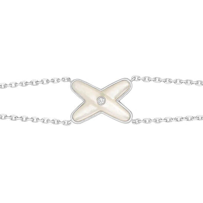 [Love Lucky]JEUX ARMBAND WEISS MOP SILBER 1 DIAMANT