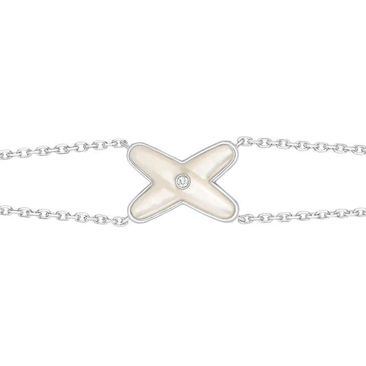 [Love Lucky]JEUX ARMBAND WEISS MOP SILBER 1 DIAMANT