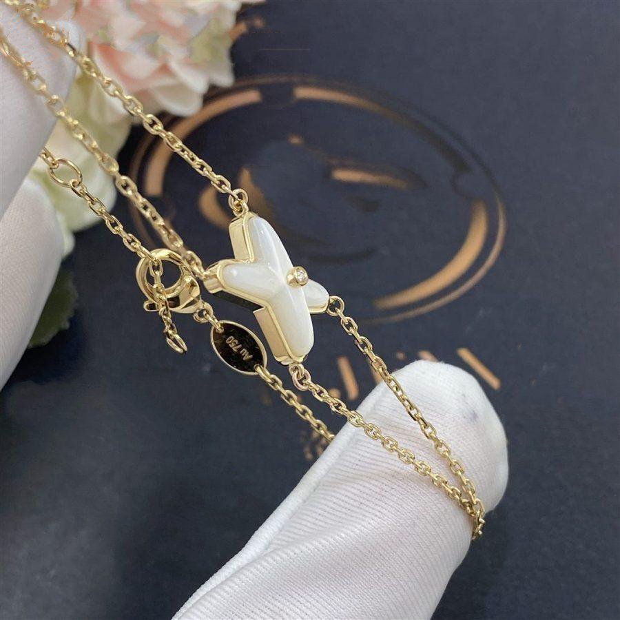 [Love Lucky]JEUX ARMBAND WEISSES MOP GOLD 1 DIAMANT