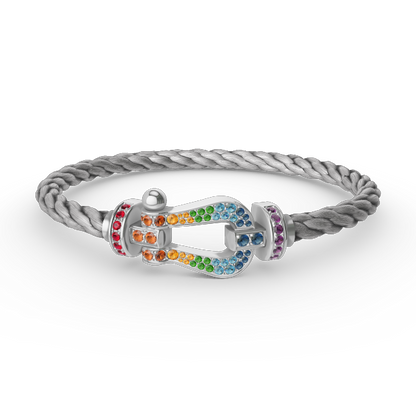 [Love Lucky] FORC großes Hufeisen farbigen Diamanten Armband Silber