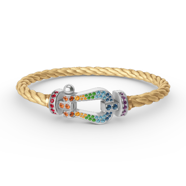 [Love Lucky] FORC großes Hufeisen farbigen Diamanten Armband Silber