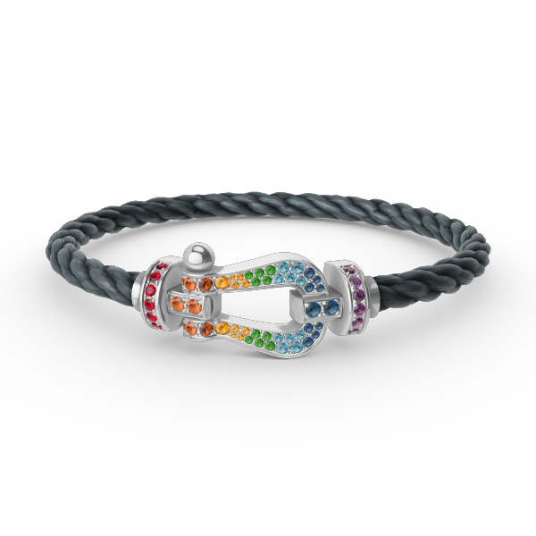 [Love Lucky] FORC großes Hufeisen farbigen Diamanten Armband Silber