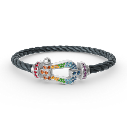 [Love Lucky] FORC großes Hufeisen farbigen Diamanten Armband Silber