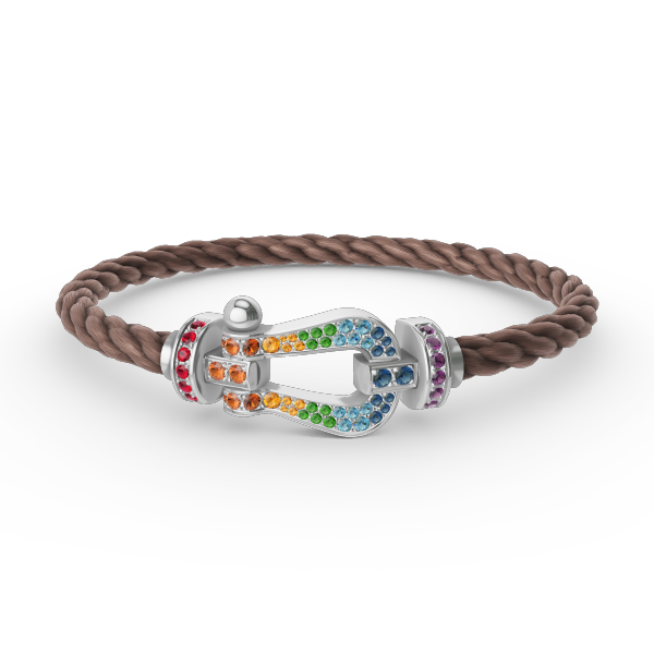 [Love Lucky] FORC großes Hufeisen farbigen Diamanten Armband Silber