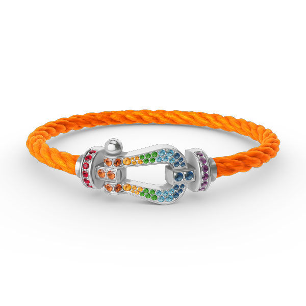 [Love Lucky] FORC großes Hufeisen farbigen Diamanten Armband Silber