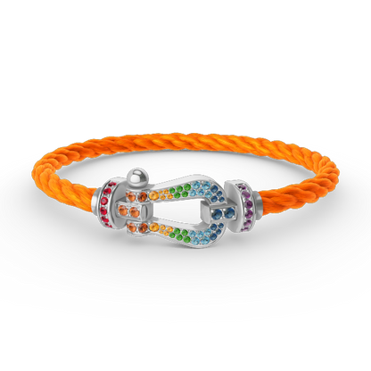 [Love Lucky] FORC großes Hufeisen farbigen Diamanten Armband Silber