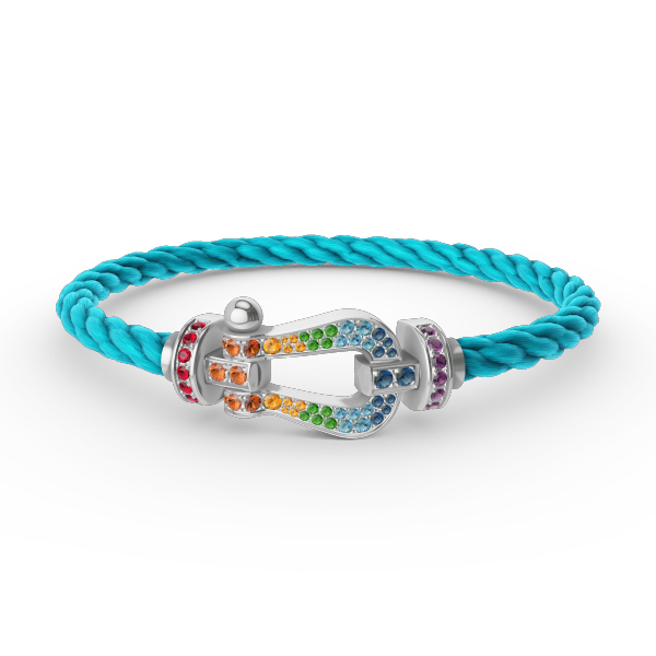 [Love Lucky] FORC großes Hufeisen farbigen Diamanten Armband Silber