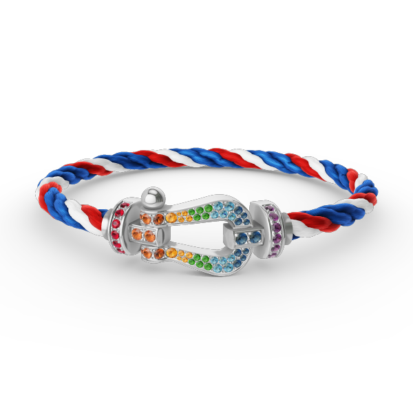[Love Lucky] FORC großes Hufeisen farbigen Diamanten Armband Silber