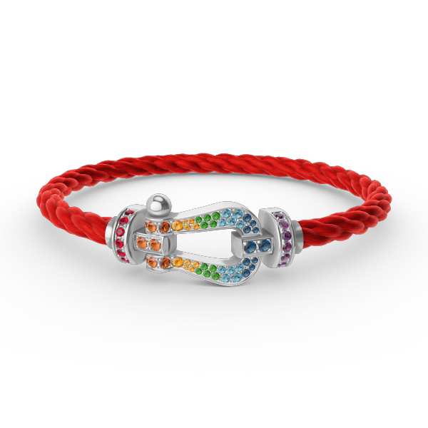 [Love Lucky] FORC großes Hufeisen farbigen Diamanten Armband Silber