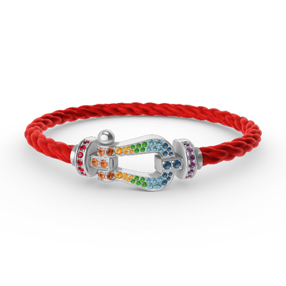 [Love Lucky] FORC großes Hufeisen farbigen Diamanten Armband Silber