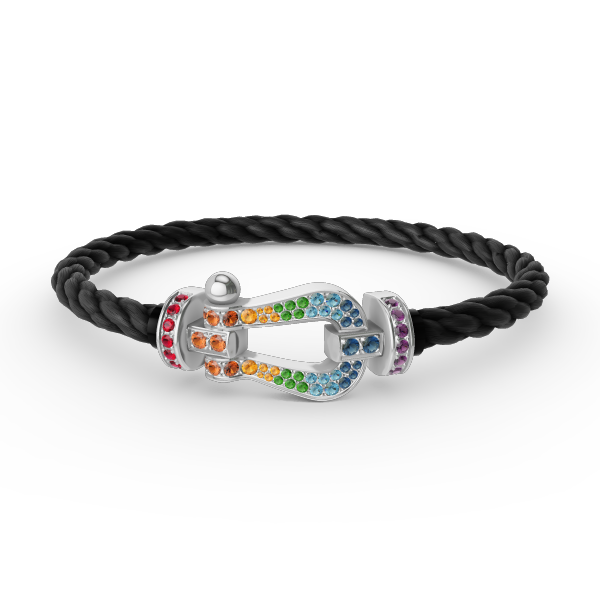 [Love Lucky] FORC großes Hufeisen farbigen Diamanten Armband Silber