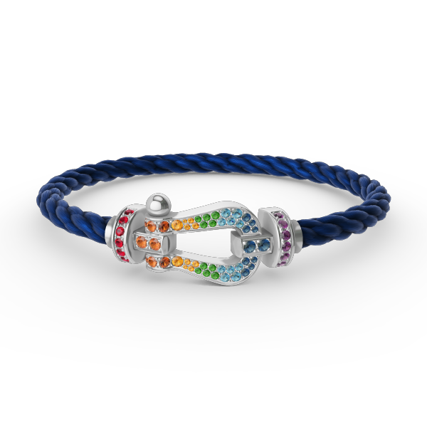 [Love Lucky] FORC großes Hufeisen farbigen Diamanten Armband Silber