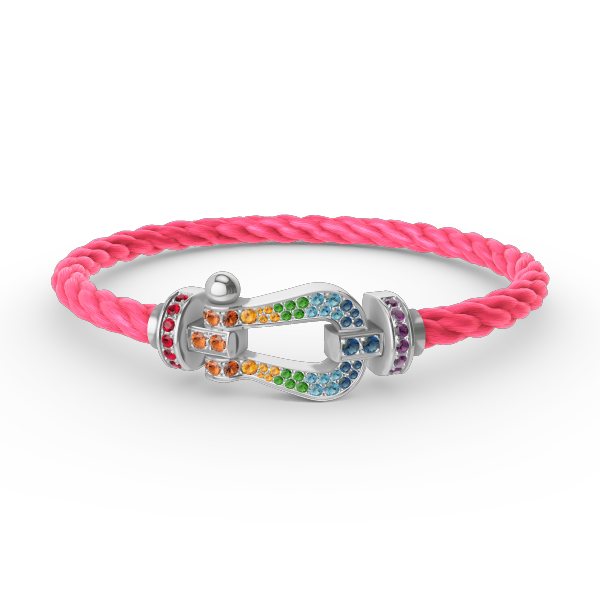 [Love Lucky] FORC großes Hufeisen farbigen Diamanten Armband Silber