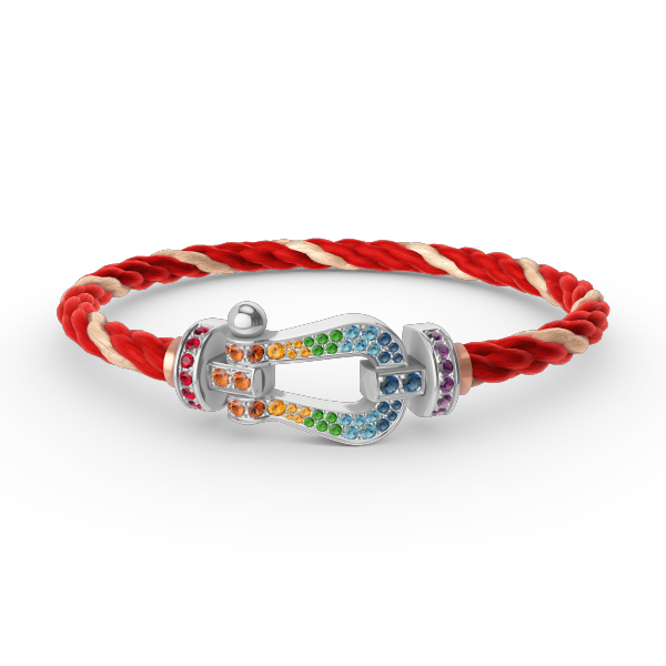 [Love Lucky] FORC großes Hufeisen farbigen Diamanten Armband Silber