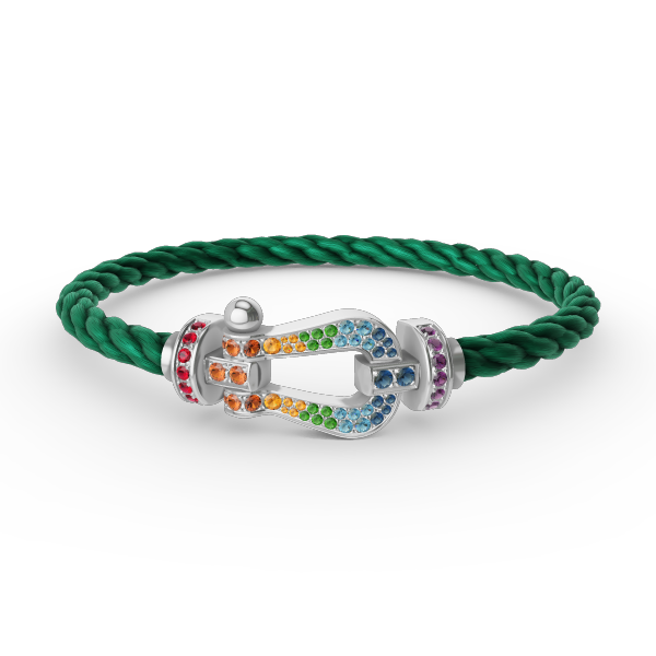 [Love Lucky] FORC großes Hufeisen farbigen Diamanten Armband Silber