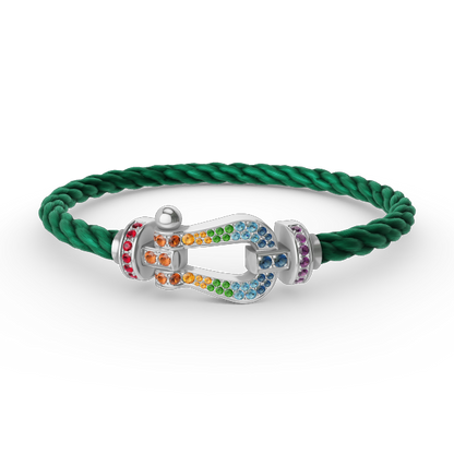 [Love Lucky] FORC großes Hufeisen farbigen Diamanten Armband Silber