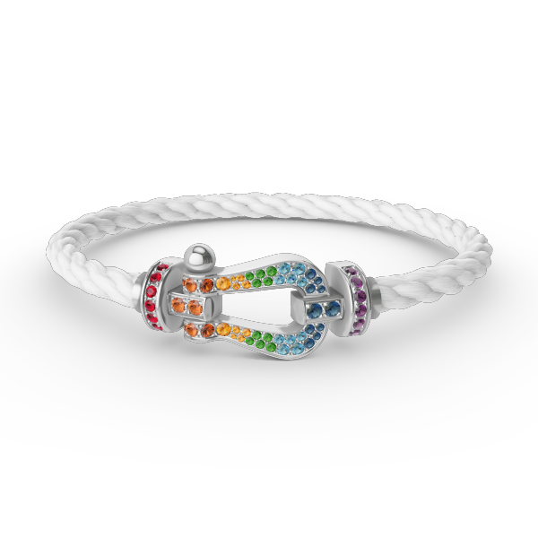 [Love Lucky] FORC großes Hufeisen farbigen Diamanten Armband Silber