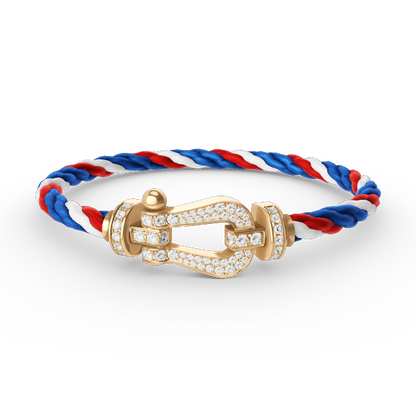 [Love Lucky]FORCE GROSSES HUFEISEN-ARMBAND MIT VOLLMUNDDIAMANTEN GOLD