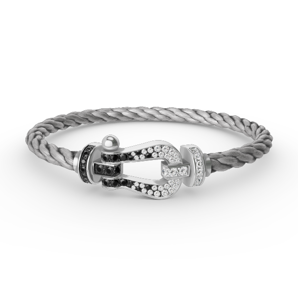 [Love Lucky]FORCE großes Hufeisen schwarz weiß Diamant Armband Silber