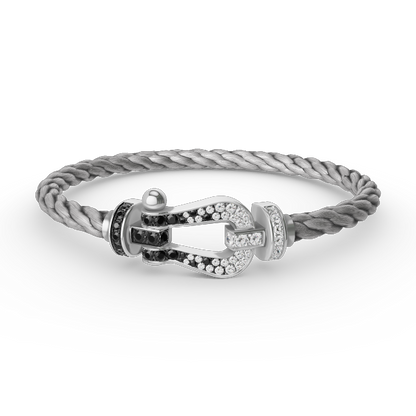 [Love Lucky]FORCE großes Hufeisen schwarz weiß Diamant Armband Silber