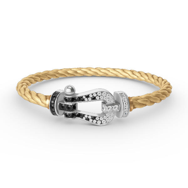 [Love Lucky]FORCE großes Hufeisen schwarz weiß Diamant Armband Silber