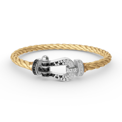 [Love Lucky]FORCE großes Hufeisen schwarz weiß Diamant Armband Silber