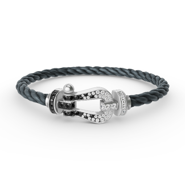 [Love Lucky]FORCE großes Hufeisen schwarz weiß Diamant Armband Silber