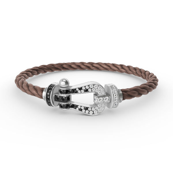 [Love Lucky]FORCE großes Hufeisen schwarz weiß Diamant Armband Silber
