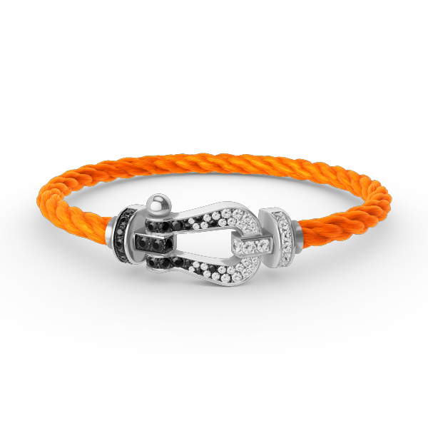 [Love Lucky]FORCE großes Hufeisen schwarz weiß Diamant Armband Silber