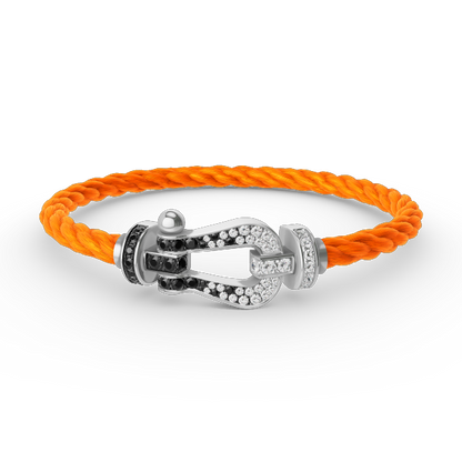 [Love Lucky]FORCE großes Hufeisen schwarz weiß Diamant Armband Silber