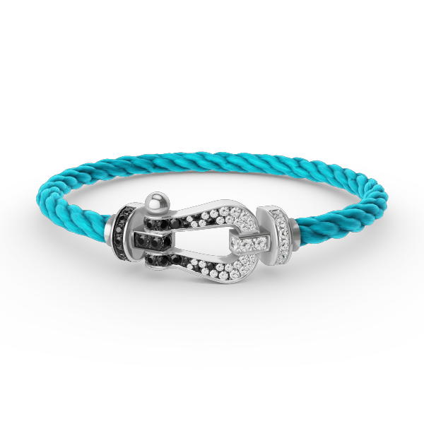 [Love Lucky]FORCE großes Hufeisen schwarz weiß Diamant Armband Silber