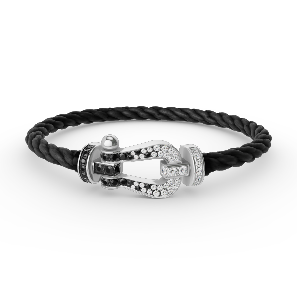 [Love Lucky]FORCE großes Hufeisen schwarz weiß Diamant Armband Silber