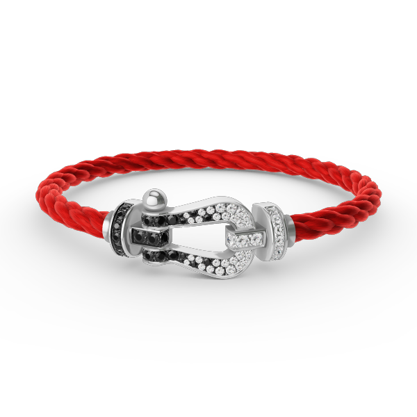 [Love Lucky]FORCE großes Hufeisen schwarz weiß Diamant Armband Silber
