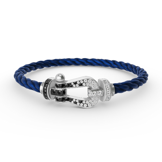 [Love Lucky]FORCE großes Hufeisen schwarz weiß Diamant Armband Silber