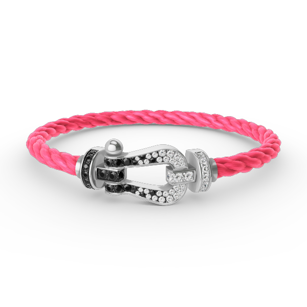 [Love Lucky]FORCE großes Hufeisen schwarz weiß Diamant Armband Silber