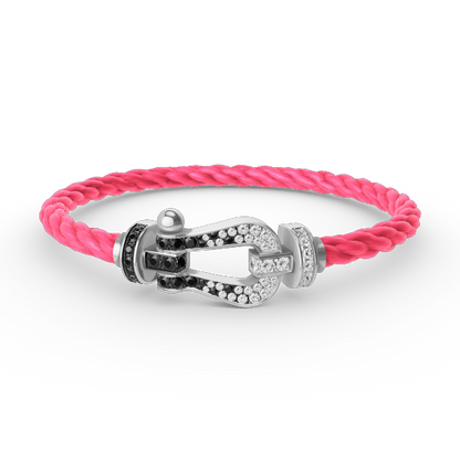 [Love Lucky]FORCE großes Hufeisen schwarz weiß Diamant Armband Silber