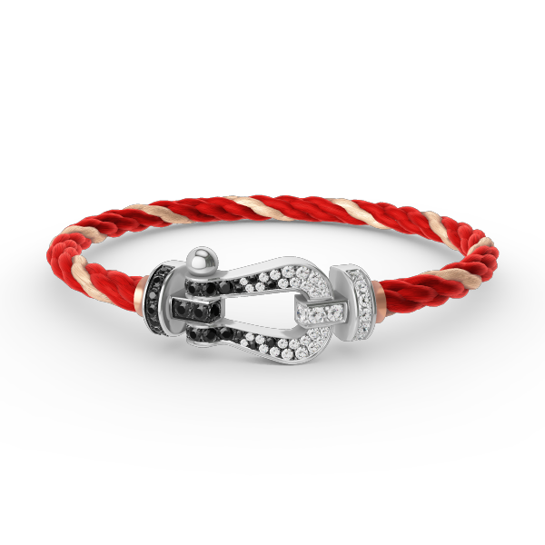 [Love Lucky]FORCE großes Hufeisen schwarz weiß Diamant Armband Silber