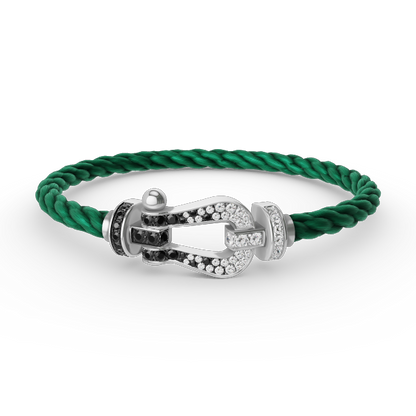 [Love Lucky]FORCE großes Hufeisen schwarz weiß Diamant Armband Silber