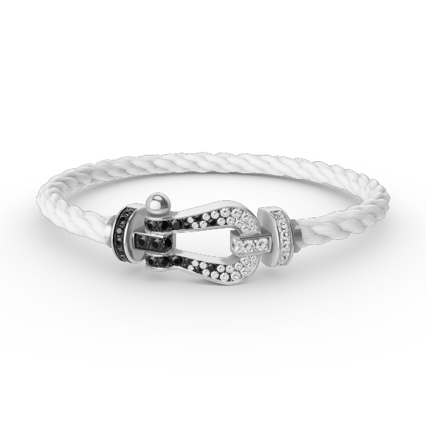 [Love Lucky]FORCE großes Hufeisen schwarz weiß Diamant Armband Silber