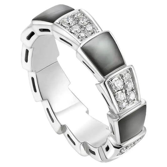 [Love Lucky] SERPENTI RING SILBER DIAMANT SCHWARZ MOP 4MM