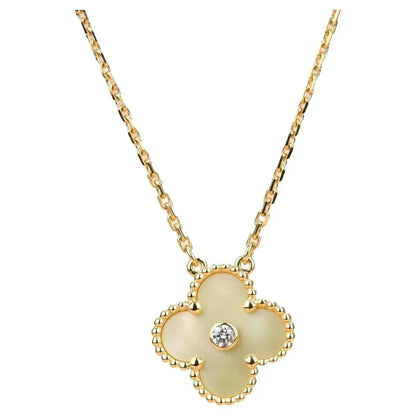 [Love Lucky]CLOVER 15MM DIAMANT GOLD PERLMUTT HALSKETTE