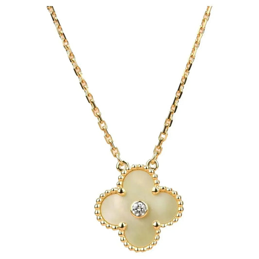 [Love Lucky]CLOVER 15MM DIAMANT GOLD PERLMUTT HALSKETTE
