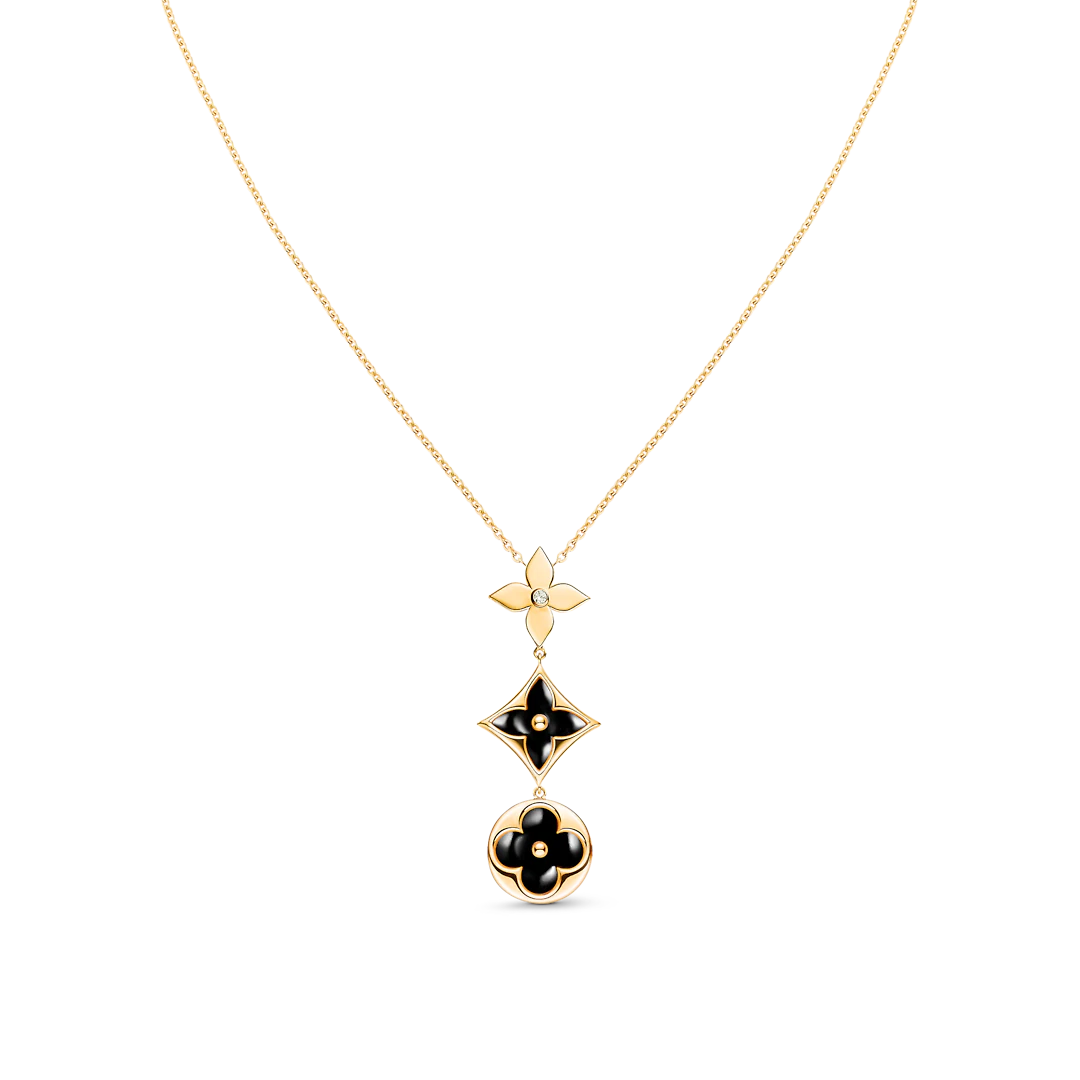 [Love Lucky]Stern und Sonne Onyx Roségold Halskette